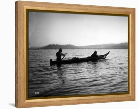 Two Native Americans with Canoe, Circa 1906-Asahel Curtis-Framed Premier Image Canvas