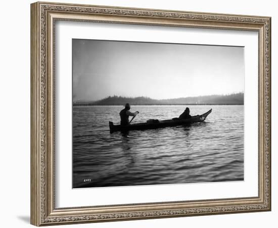 Two Native Americans with Canoe, Circa 1906-Asahel Curtis-Framed Giclee Print