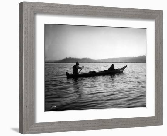 Two Native Americans with Canoe, Circa 1906-Asahel Curtis-Framed Giclee Print