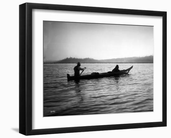 Two Native Americans with Canoe, Circa 1906-Asahel Curtis-Framed Giclee Print