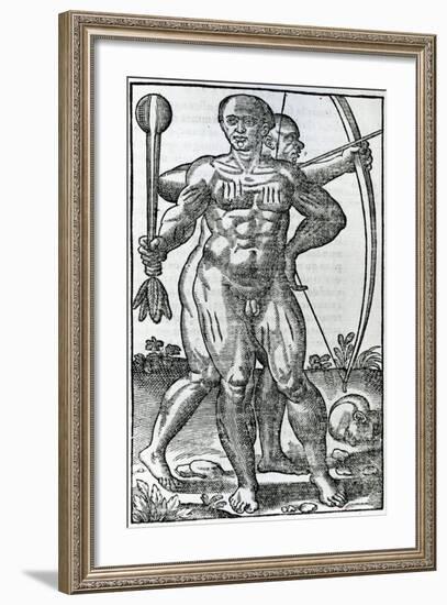 Two Natives from 'La Hystoria General De Las Indias' 1547-Christopher Columbus-Framed Giclee Print