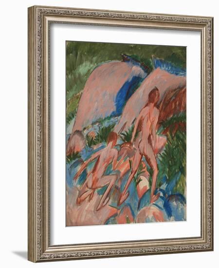 Two Nude Figures in a Landscape, 1913-Ernst Ludwig Kirchner-Framed Giclee Print