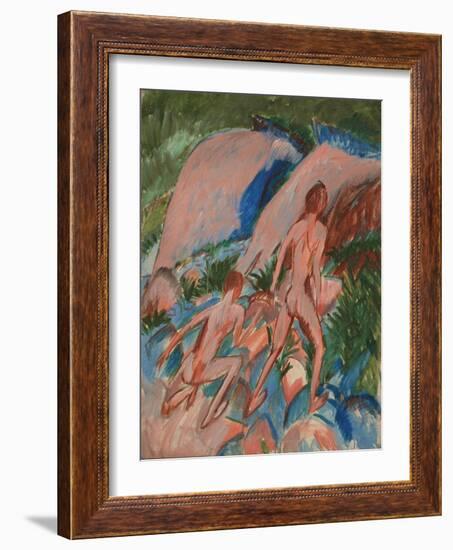 Two Nude Figures in a Landscape, 1913-Ernst Ludwig Kirchner-Framed Giclee Print