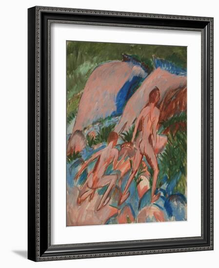 Two Nude Figures in a Landscape, 1913-Ernst Ludwig Kirchner-Framed Giclee Print