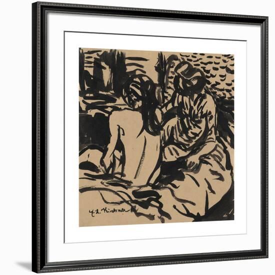 Two Nudes on a Bed (Isabella and a Younger Girl)-Ernst Ludwig Kirchner-Framed Premium Giclee Print