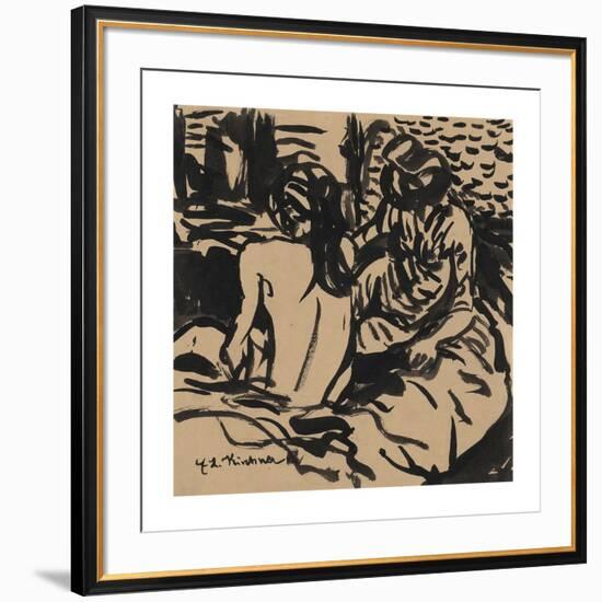 Two Nudes on a Bed (Isabella and a Younger Girl)-Ernst Ludwig Kirchner-Framed Premium Giclee Print