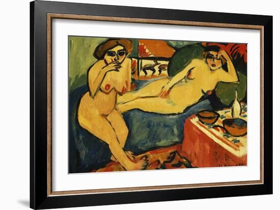 Two Nudes on a Blue Sofa-Ernst Ludwig Kirchner-Framed Giclee Print