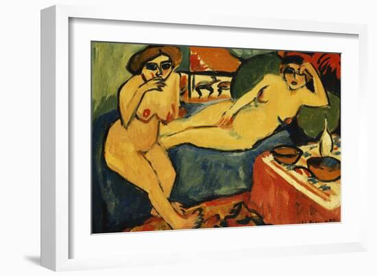 Two Nudes on a Blue Sofa-Ernst Ludwig Kirchner-Framed Giclee Print