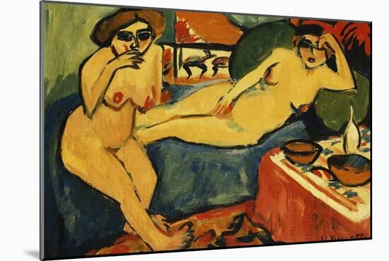 Two Nudes on a Blue Sofa-Ernst Ludwig Kirchner-Mounted Giclee Print