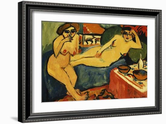 Two Nudes on a Blue Sofa-Ernst Ludwig Kirchner-Framed Giclee Print