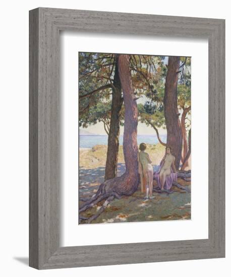 Two Nudes under Pine-Trees-Theo Rysselberghe-Framed Giclee Print