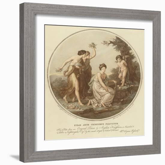 Two Nymphs Mock Cupid Who Is Tied to a Tree-Angelica Kauffmann-Framed Giclee Print