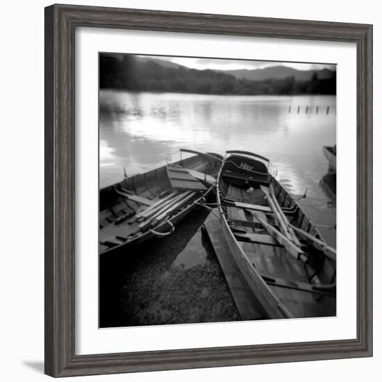 Two Old Boats by Lake Side, Derwentwater, Lake District National Park, Cumbria, England, UK-Lee Frost-Framed Photographic Print