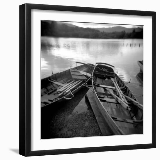 Two Old Boats by Lake Side, Derwentwater, Lake District National Park, Cumbria, England, UK-Lee Frost-Framed Photographic Print