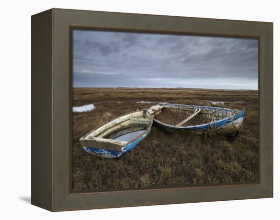 Two Old Boats on the Saltmarshes at Burnham Deepdale, Norfolk, England-Jon Gibbs-Framed Premier Image Canvas