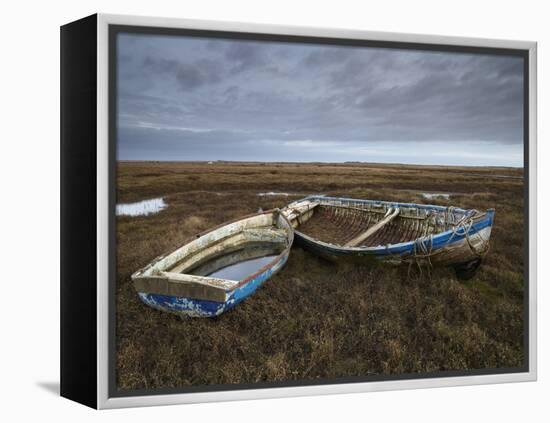 Two Old Boats on the Saltmarshes at Burnham Deepdale, Norfolk, England-Jon Gibbs-Framed Premier Image Canvas