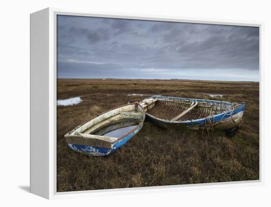 Two Old Boats on the Saltmarshes at Burnham Deepdale, Norfolk, England-Jon Gibbs-Framed Premier Image Canvas