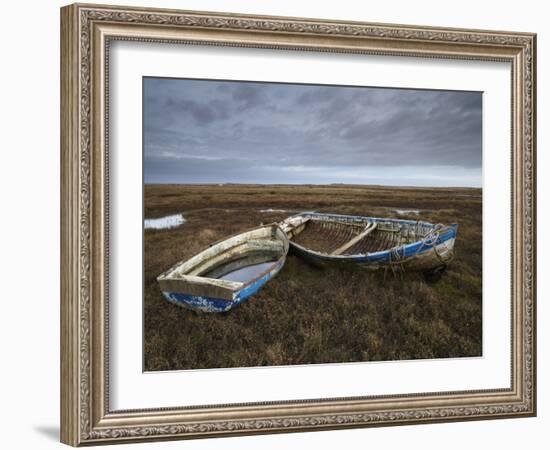 Two Old Boats on the Saltmarshes at Burnham Deepdale, Norfolk, England-Jon Gibbs-Framed Photographic Print