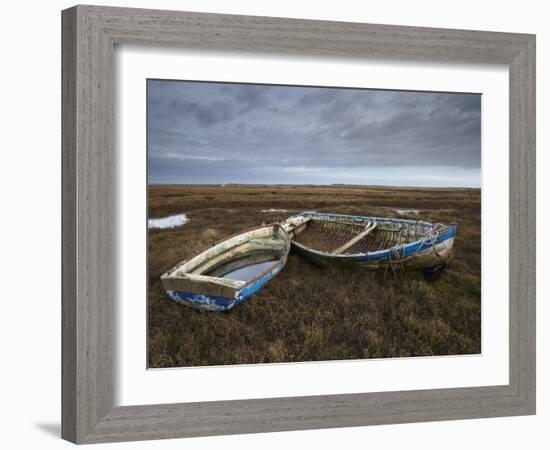 Two Old Boats on the Saltmarshes at Burnham Deepdale, Norfolk, England-Jon Gibbs-Framed Photographic Print