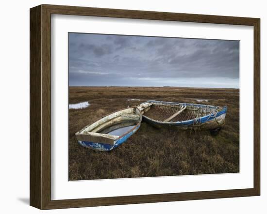 Two Old Boats on the Saltmarshes at Burnham Deepdale, Norfolk, England-Jon Gibbs-Framed Photographic Print