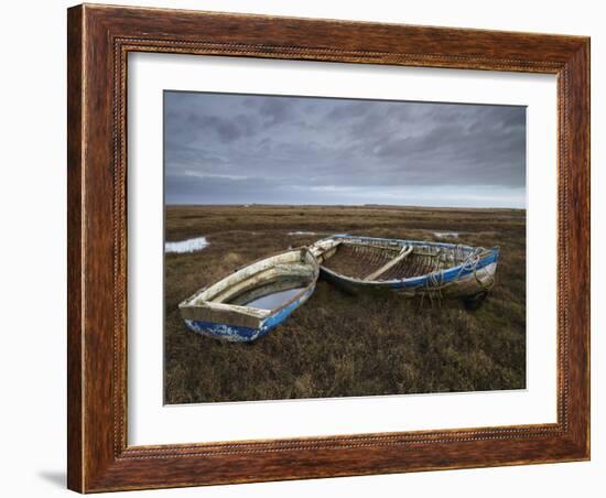 Two Old Boats on the Saltmarshes at Burnham Deepdale, Norfolk, England-Jon Gibbs-Framed Photographic Print