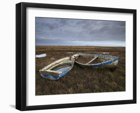 Two Old Boats on the Saltmarshes at Burnham Deepdale, Norfolk, England-Jon Gibbs-Framed Photographic Print