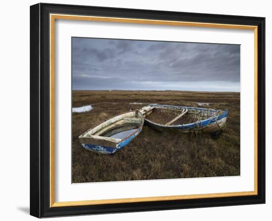 Two Old Boats on the Saltmarshes at Burnham Deepdale, Norfolk, England-Jon Gibbs-Framed Photographic Print