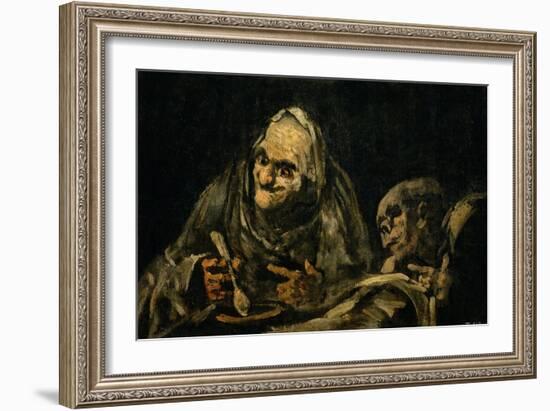 Two Old Men Eating, One of the Black Paintings from the Quinta Del Sordo, Goya's House, 1819-1823-Francisco de Goya-Framed Giclee Print