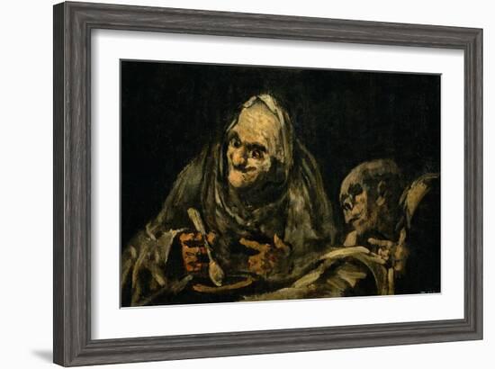 Two Old Men Eating, One of the Black Paintings from the Quinta Del Sordo, Goya's House, 1819-1823-Francisco de Goya-Framed Giclee Print