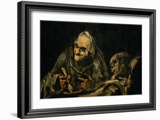 Two Old Men Eating, One of the Black Paintings from the Quinta Del Sordo, Goya's House, 1819-1823-Francisco de Goya-Framed Giclee Print