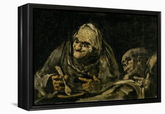 Two Old Men Eating Soup-Francisco de Goya-Framed Premier Image Canvas