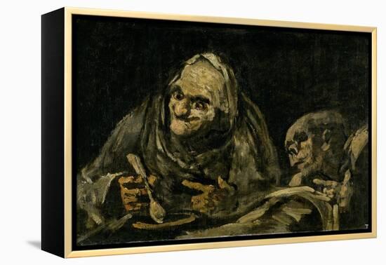 Two Old Men Eating Soup-Francisco de Goya-Framed Premier Image Canvas