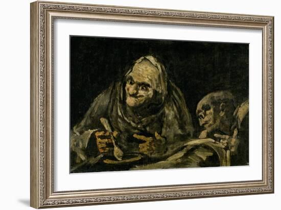 Two Old Men Eating Soup-Francisco de Goya-Framed Giclee Print