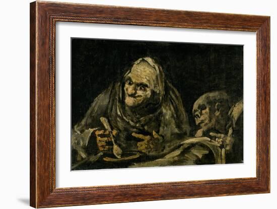 Two Old Men Eating Soup-Francisco de Goya-Framed Giclee Print