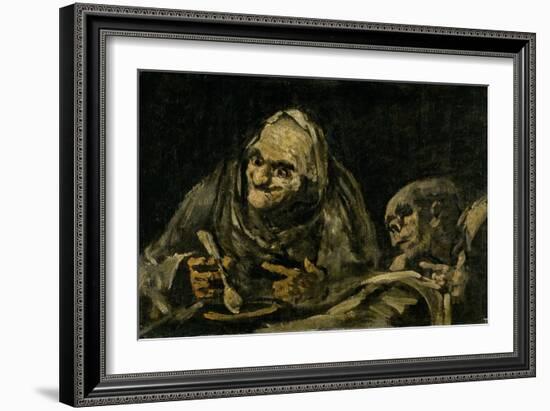 Two Old Men Eating Soup-Francisco de Goya-Framed Giclee Print