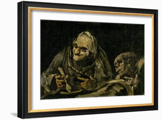 Two Old Men Eating Soup-Francisco de Goya-Framed Giclee Print