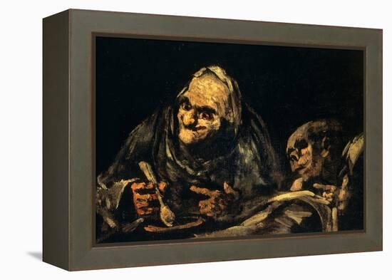 Two Old Men Eating Soup-Francisco de Goya-Framed Premier Image Canvas