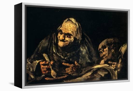 Two Old Men Eating Soup-Francisco de Goya-Framed Premier Image Canvas