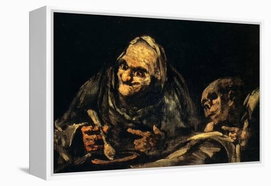 Two Old Men Eating Soup-Francisco de Goya-Framed Premier Image Canvas