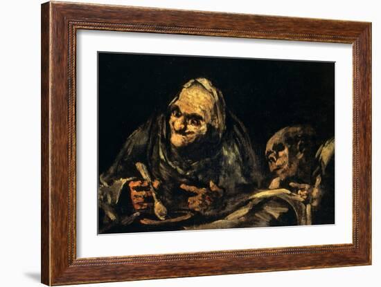 Two Old Men Eating Soup-Francisco de Goya-Framed Giclee Print