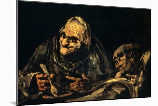 Two Old Men Eating Soup-Francisco de Goya-Mounted Giclee Print