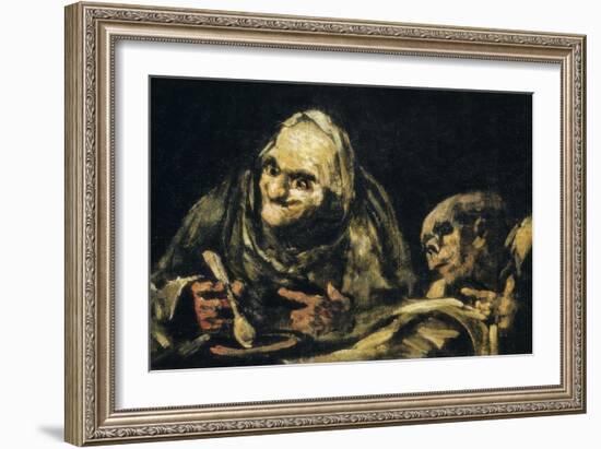 Two Old Men Eating-Francisco de Goya-Framed Art Print