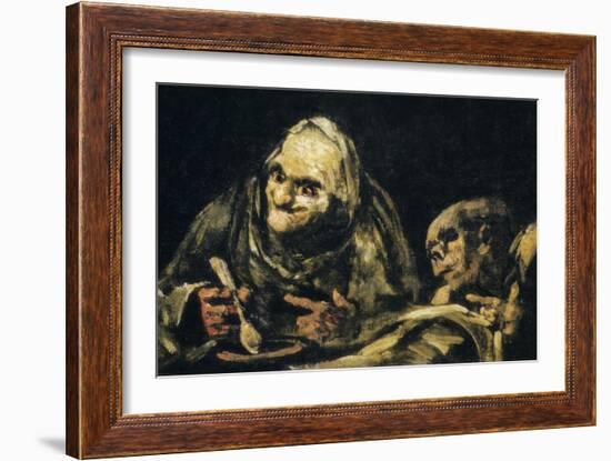 Two Old Men Eating-Francisco de Goya-Framed Art Print