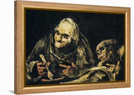 Two Old Men Eating-Francisco de Goya-Framed Stretched Canvas