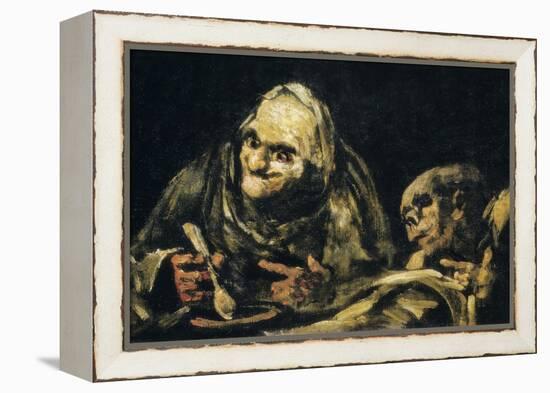 Two Old Men Eating-Francisco de Goya-Framed Stretched Canvas