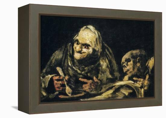 Two Old Men Eating-Francisco de Goya-Framed Stretched Canvas