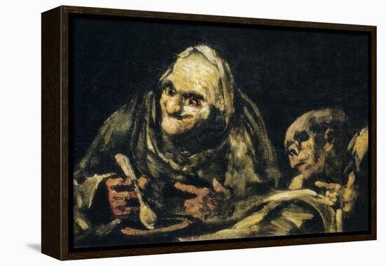 Two Old Men Eating-Francisco de Goya-Framed Stretched Canvas