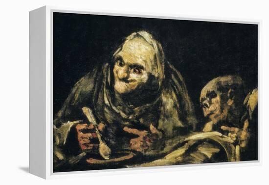 Two Old Men Eating-Francisco de Goya-Framed Stretched Canvas