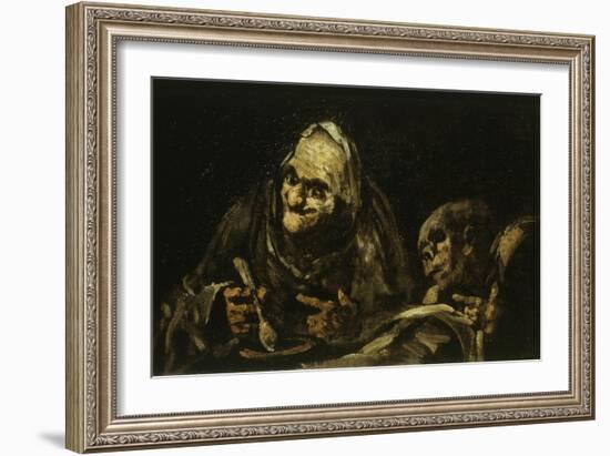 Two Old People Eating Soup 1819 Black Painting 53X85Cm-Francisco de Goya-Framed Giclee Print