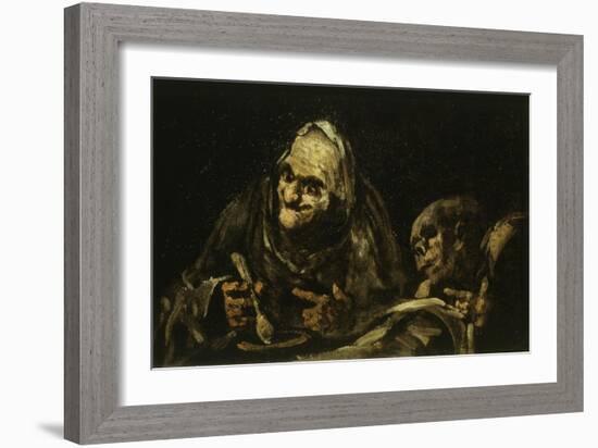 Two Old People Eating Soup 1819 Black Painting 53X85Cm-Francisco de Goya-Framed Giclee Print